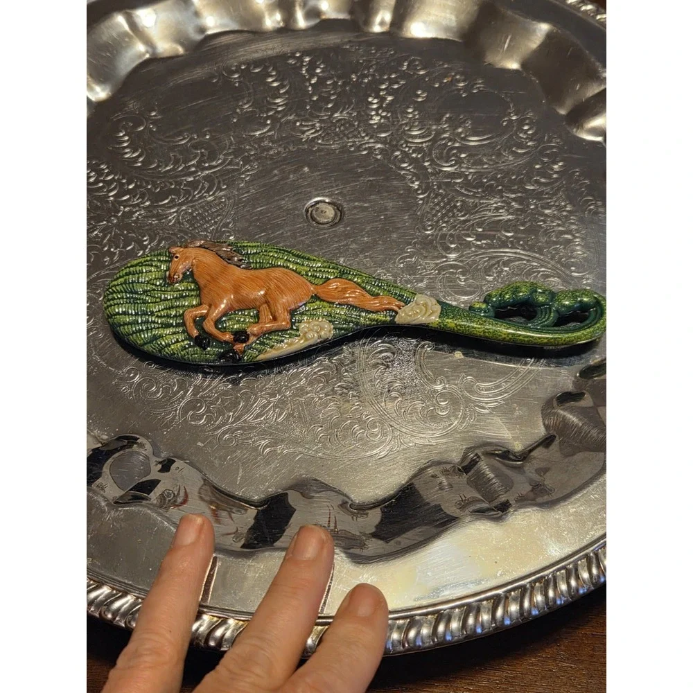 Hand Painted Handheld Mirror Yellow Mane Horse, Equestrian, Farmhouse